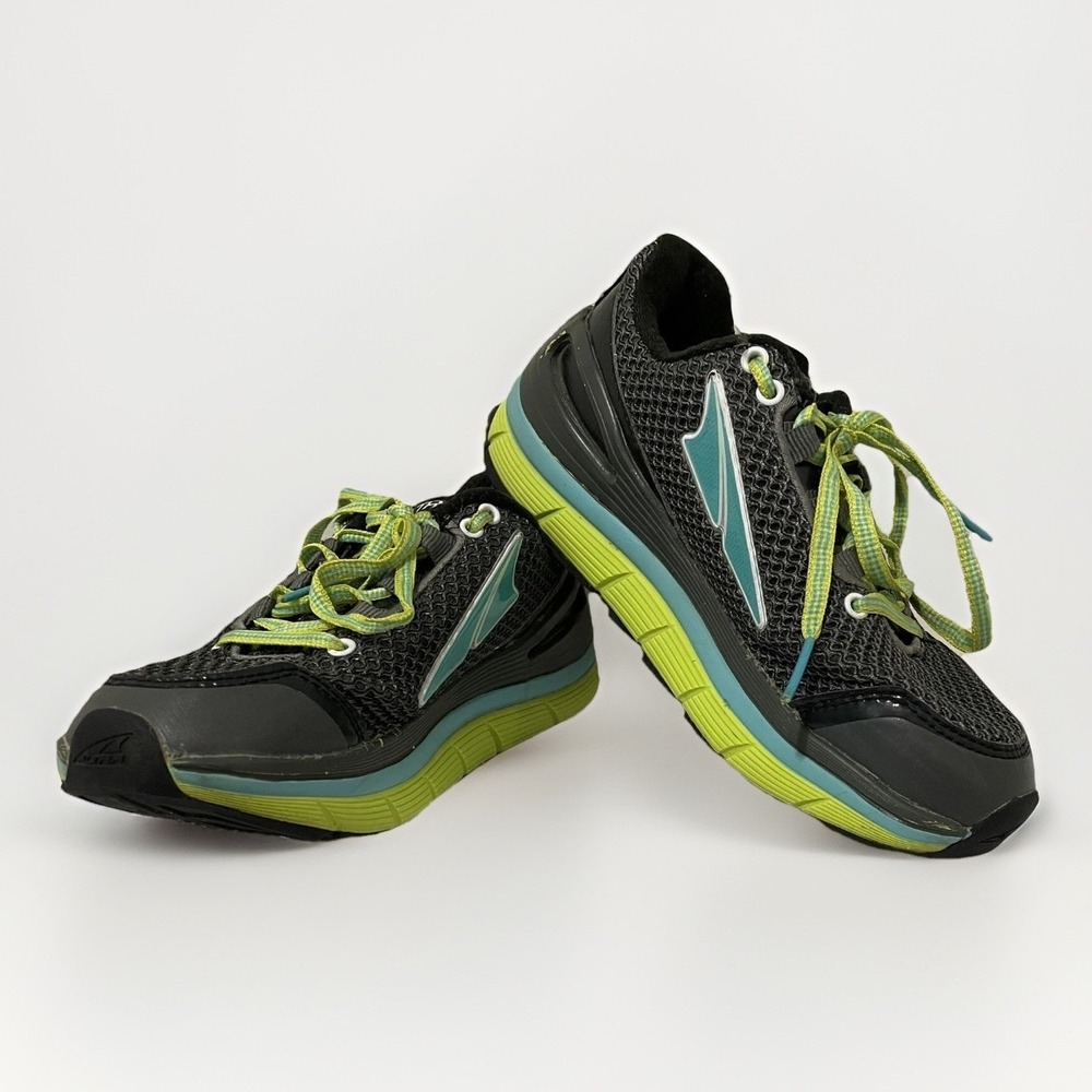 Altra Olympus Trail Running Shoes Womens 6 Black Green Zero Drop A2355-3 Hiking